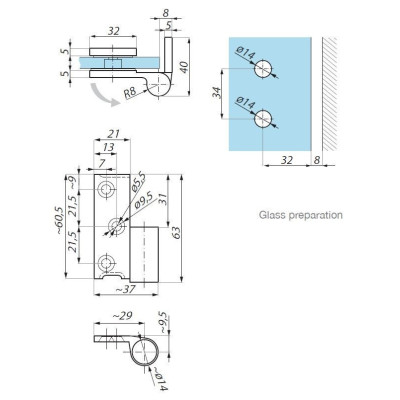TGHU90RH G24K - Zdvíhaný záves pevný 90° TGHU90RH G24K - Zdvíhaný záves pevný 90°