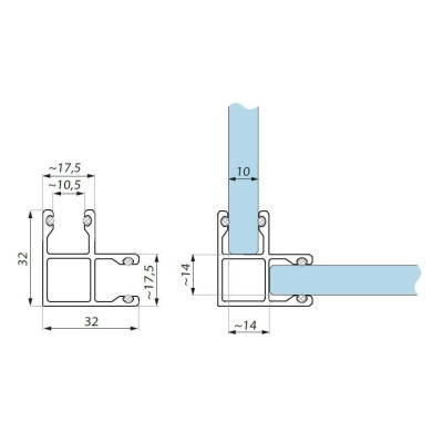 FIXL10-SET3000NABL - Spojovací profil "L" sklo - sklo 90°