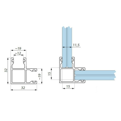 FIXL11-SET3000NA - Spojovací profil "L" sklo - sklo 90°