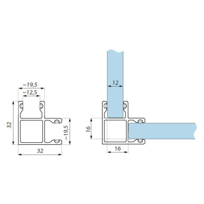 FIXL12-SET3000NA - Spojovací profil "L" sklo - 90° sklo s nasazeným těsněním FIXL12-SET3000NA - Spojovací profil "L" sklo - 90° sklo s nasazeným těsněním