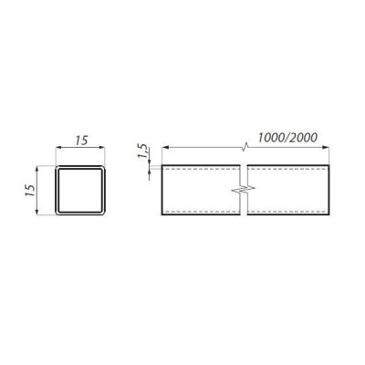 JSR152000PBC - Profil zavetrovací 15x15 JSR152000PBC - Profil zavetrovací 15x15