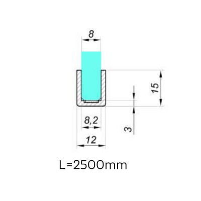 CS-1512-2500-F-L-B - Profil rámu pre loftové dvere CS-1512-2500-F-L-B - Profil rámu pre loftové dvere